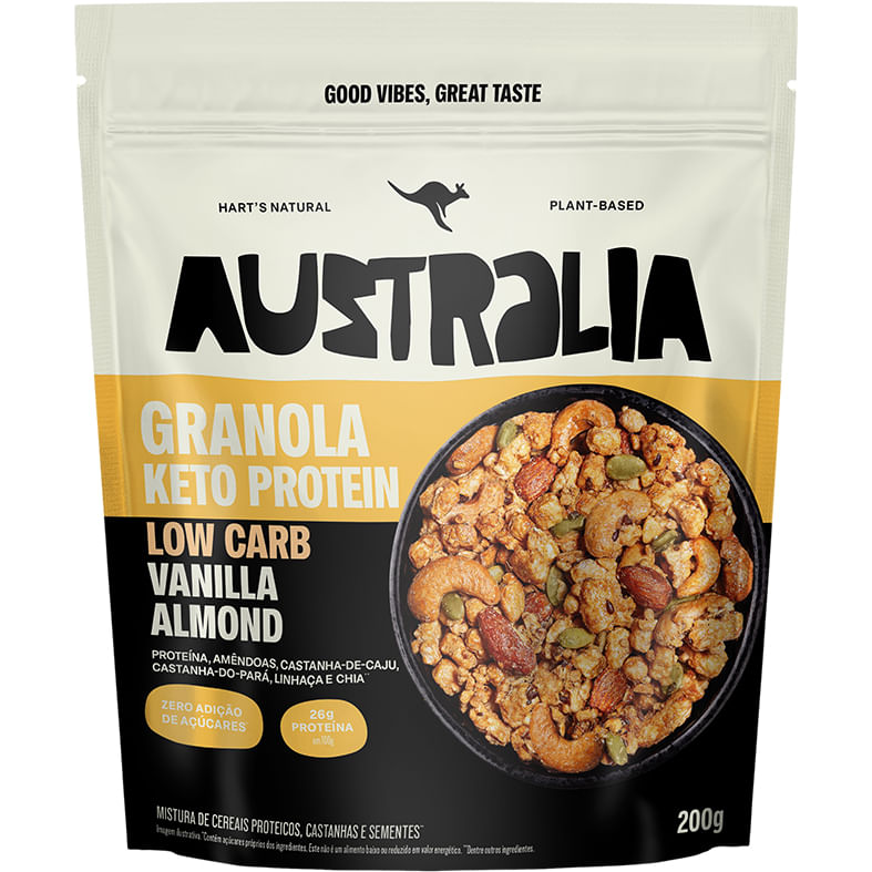 Granola Hart´s Natural Australia Vanilla Keto Protein Almond Crunch  PE 200gramas
