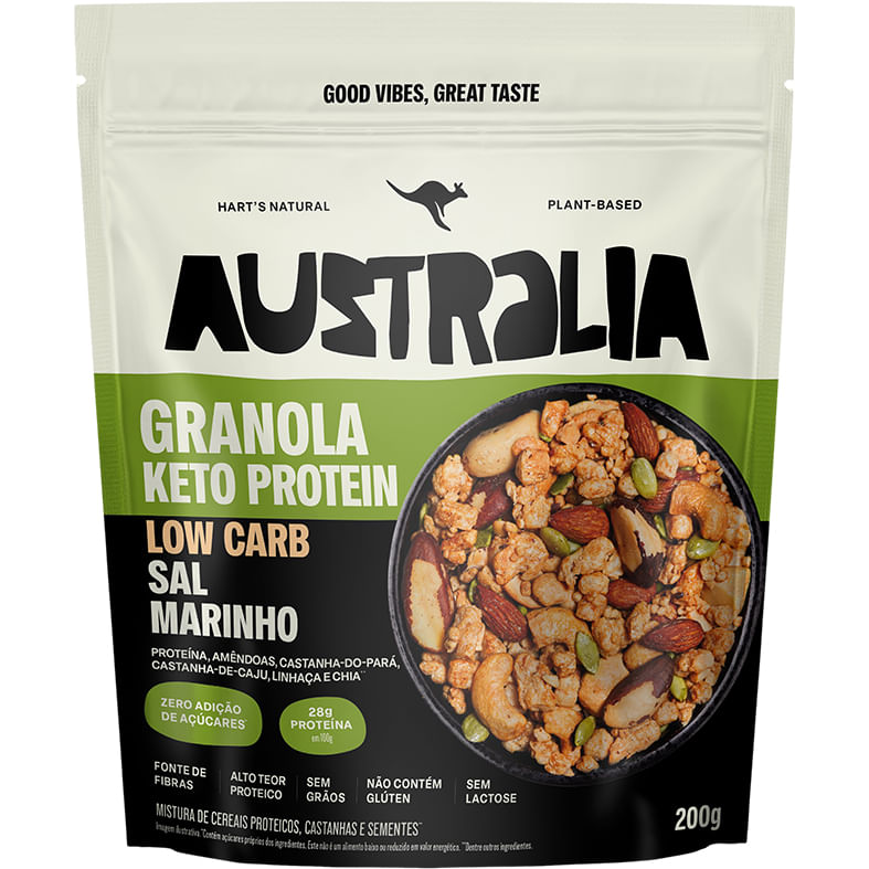 Granola Hart´s Natural Australia Keto Protein Sal Marinho Crunch  PE 200gramas