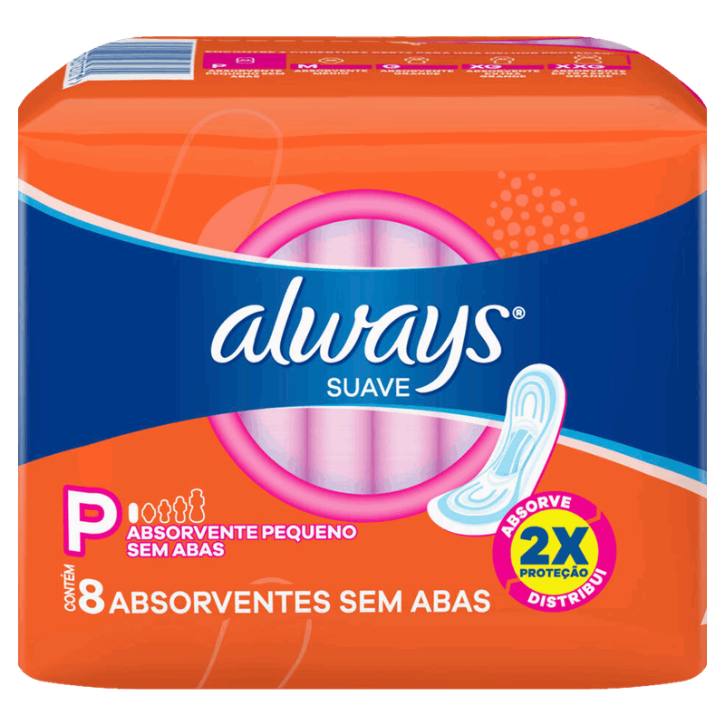Absorvente sem Abas Dia Suave Super Proteção Always Pacote 8 Unidades
