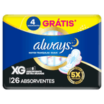 Absorvente com Abas Suave Always Noites Tranquilas Extra Grande Pacote 26 Unidades Grátis 4 Absorventes
