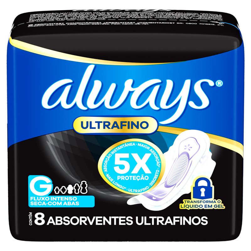 Absorvente com Abas Ultrafino Seca Always G Pacote 8 Unidades