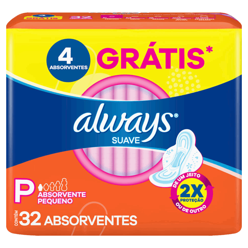 Absorvente com Abas Dia Suave Always Super Proteção Pacote 32 Unidades Leve Mais Pague Menos