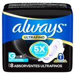 Absorvente com Abas Ultrafino Médio Seca Always M Pacote 8 Unidades
