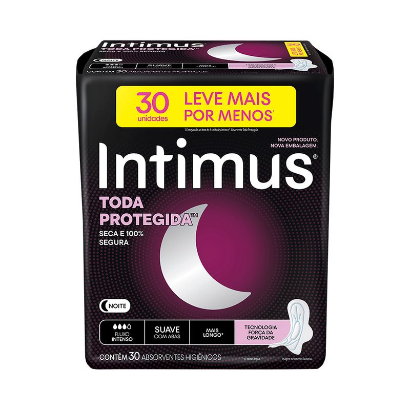 Absorvente Intimus Noturno Suave Leve Mais Pague Menos 30 unidades