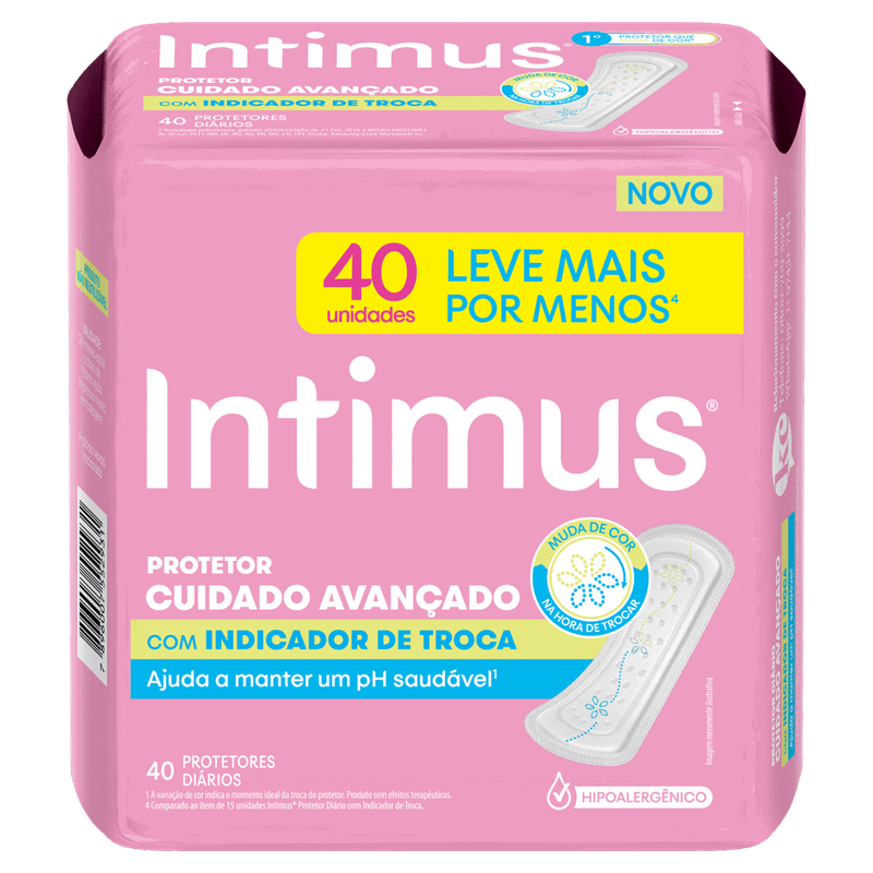 Protetor Diário sem Abas Suave Intimus Cuidado Avançado Pacote 40 Unidades Leve Mais Pague Menos