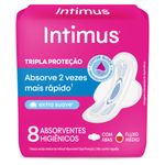Absorvente com Abas Extra Suave Intimus Tripla Proteção Pacote 8 Unidades