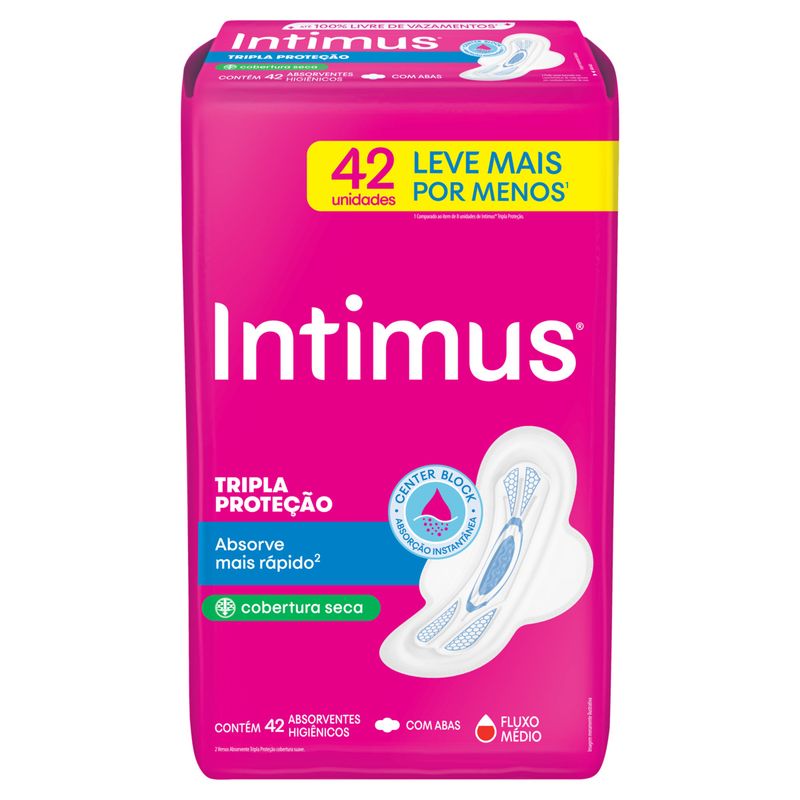 Absorvente com Abas Seca Intimus Tripla Proteção Pacote 42 Unidades Leve Mais Pague Menos