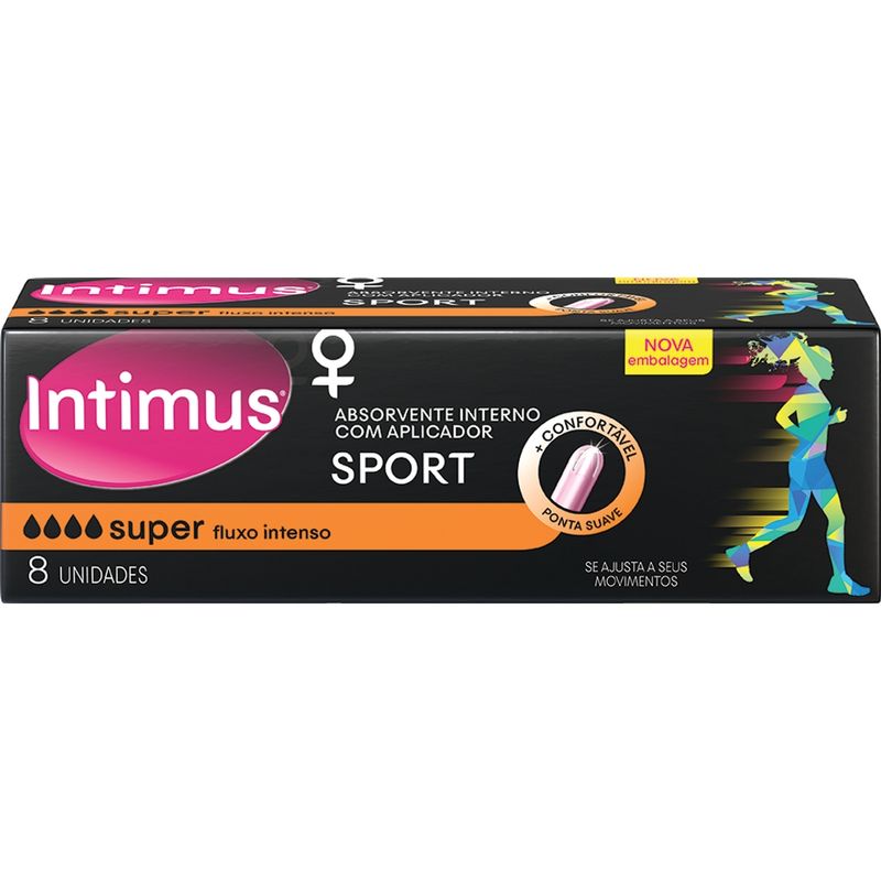 Absorvente Interno com Aplicador Intimus Sport Super Caixa 8 Unidades