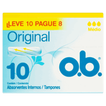 Absorvente Interno O B  Original Médio Caixa Leve 10 Pague 8 Unidades