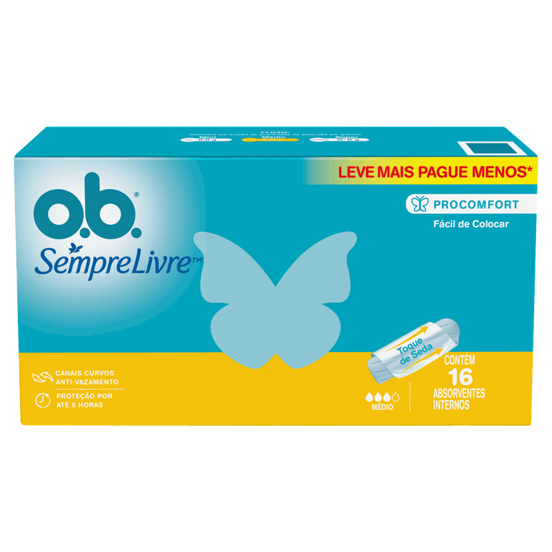 Absorvente Interno O B  ProComfort Médio Caixa 16 Unidades