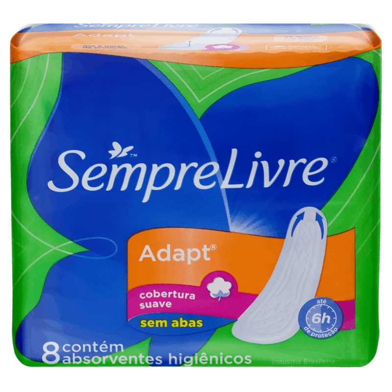 Absorvente sem Abas Suave Sempre Livre Adapt Pacote 8 Unidades