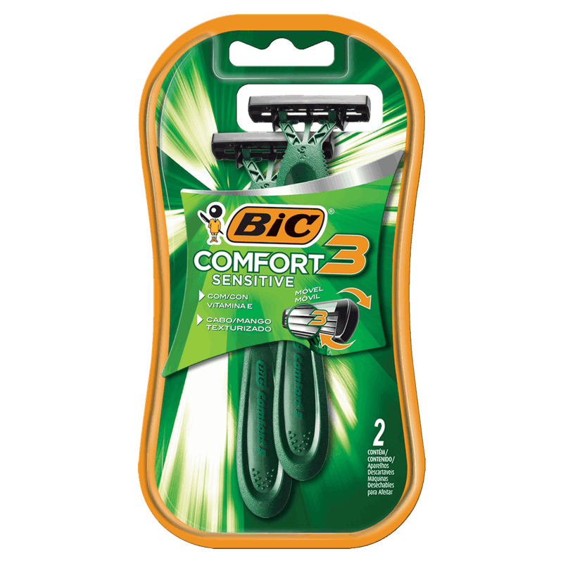 Aparelho Descartável para Barbear Bic Comfort 3 Advance Sensitive 2 Unidades