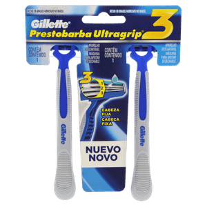 Aparelho Descartável para Barbear Gillette Prestobarba Ultragrip3 2 Unidades