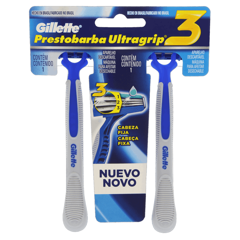 Aparelho Descartável para Barbear Gillette Prestobarba Ultragrip3 2 Unidades