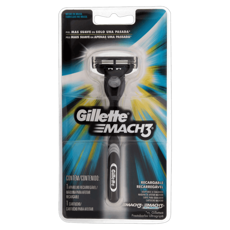 Aparelho Recarregável e Carga para Barbear Gillette Mach3