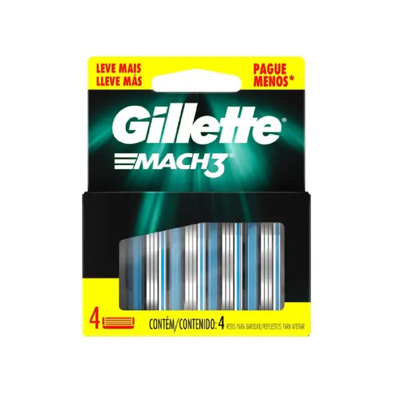 Carga de Aparelho para Barbear Gillette Mach3 Leve Mais Pague Menos 4un