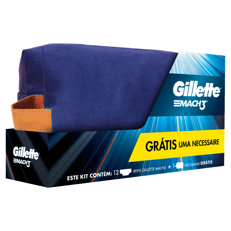 Kit 12 Cargas de Aparelho para Barbear Gillette Mach3 Grátis Nécessaire