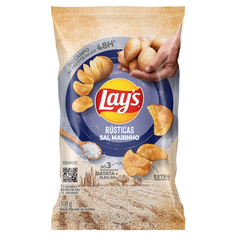 Batata Frita Rústica com Sal Marinho Lay's Pacote 108g
