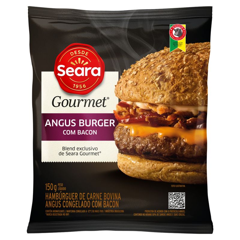 Hambúrguer de Carne Bovina Angus com Bacon Blend Seara Gourmet Pacote 150g