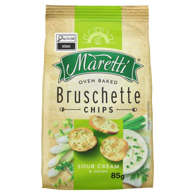 Snack de Trigo Creme Azedo e Cebola Maretti Bruschette Pacote 85g