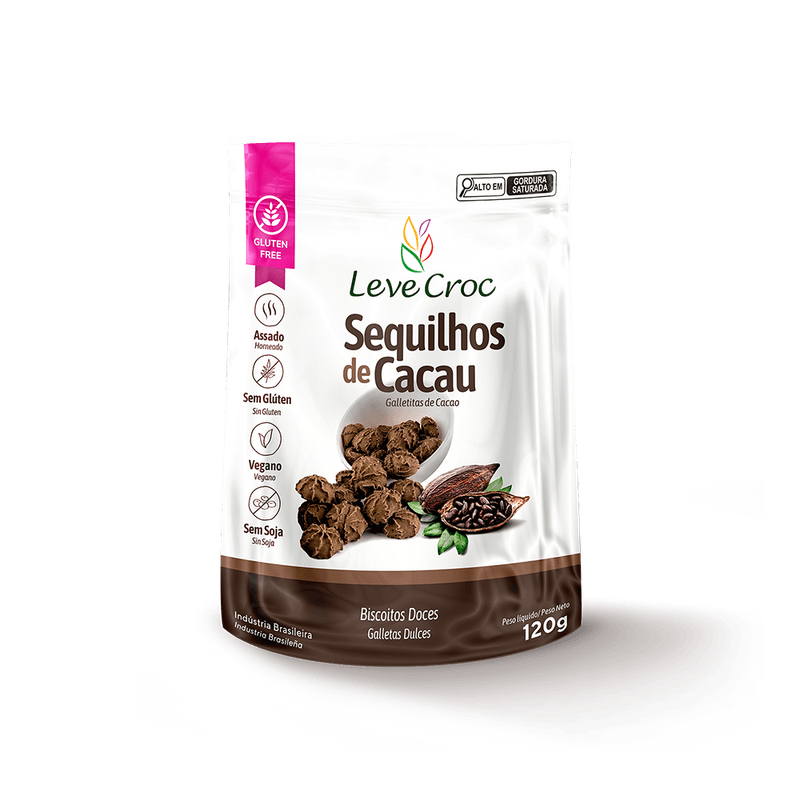Biscoito Doce Sequilhos de Cacau Leve Croc Pacote 120g