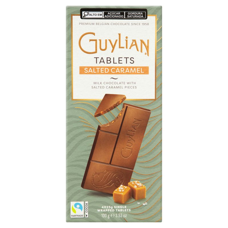 Chocolate Belga ao Leite com Pedaços de Caramelo Salgado Guylian Caixa 100g 4 Unidades