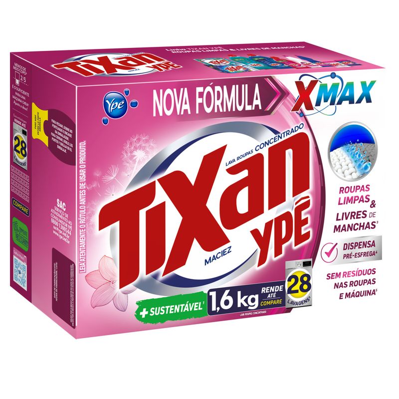 Lava-Roupas Pó Concentrado Maciez Tixan Ypê Caixa 1,6kg