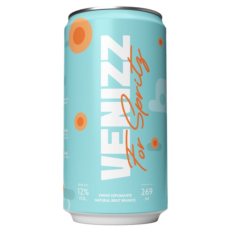 Espumante For Spritz Brasileiro Branco Natural Brut Venizz Malvasia Prosecco Riesling Lata 269ml