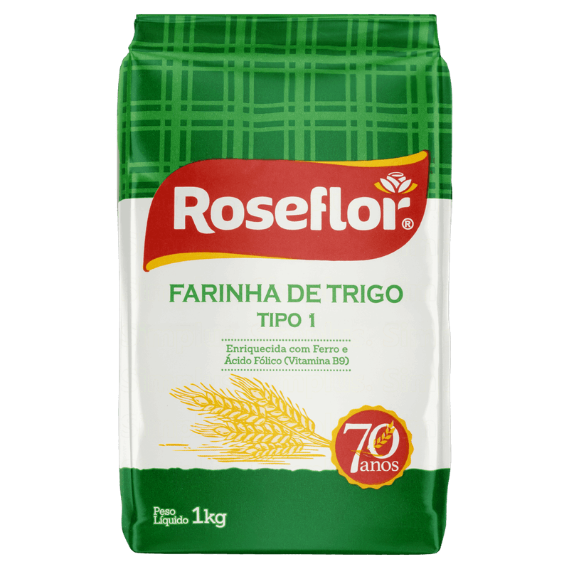Farinha de Trigo Tipo 1 Roseflor Pacote 1kg