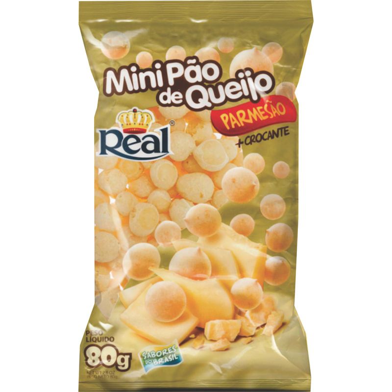 Mini Pão de Queijo Parmesão Crocante Real Pacote 80gr