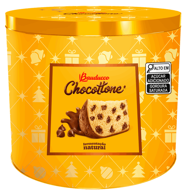 Panettone com Gotas de Chocolate ao Leite Bauducco Chocottone Lata 750g