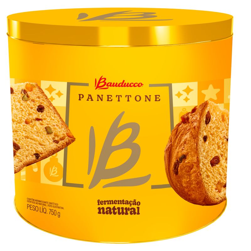 Panettone com Frutas Cristalizadas e Uvas-Passas Bauducco Lata 750g