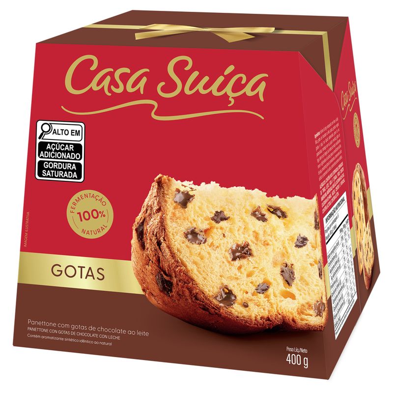 Panettone com Gotas de Chocolate ao Leite Casa Suíça Caixa 400g