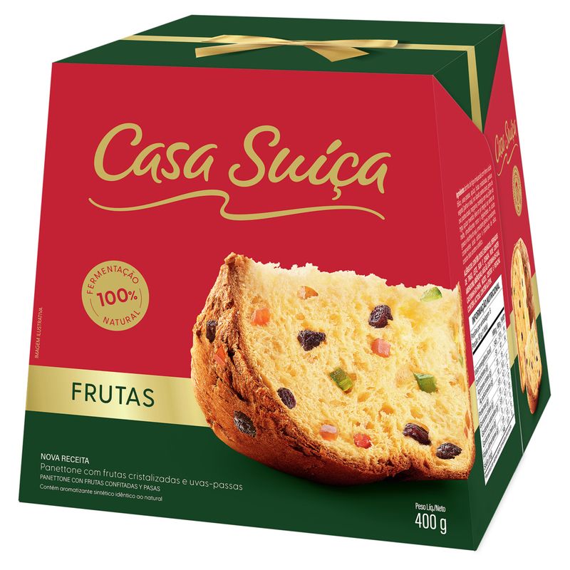 Panettone com Frutas Cristalizadas e Uvas-Passas Casa Suíça Caixa 400g
