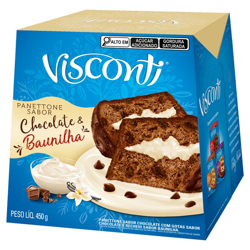 Panettone Chocolate Recheio Baunilha Visconti Caixa 450g