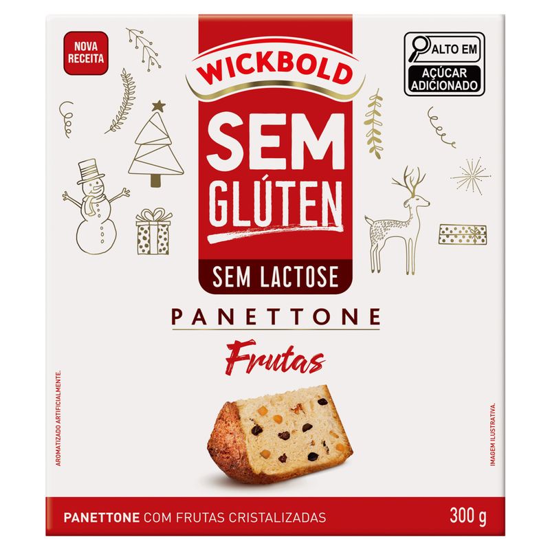 Panettone com Frutas Sem Gluten Zero Lactose Wickbold Caixa 300gramas
