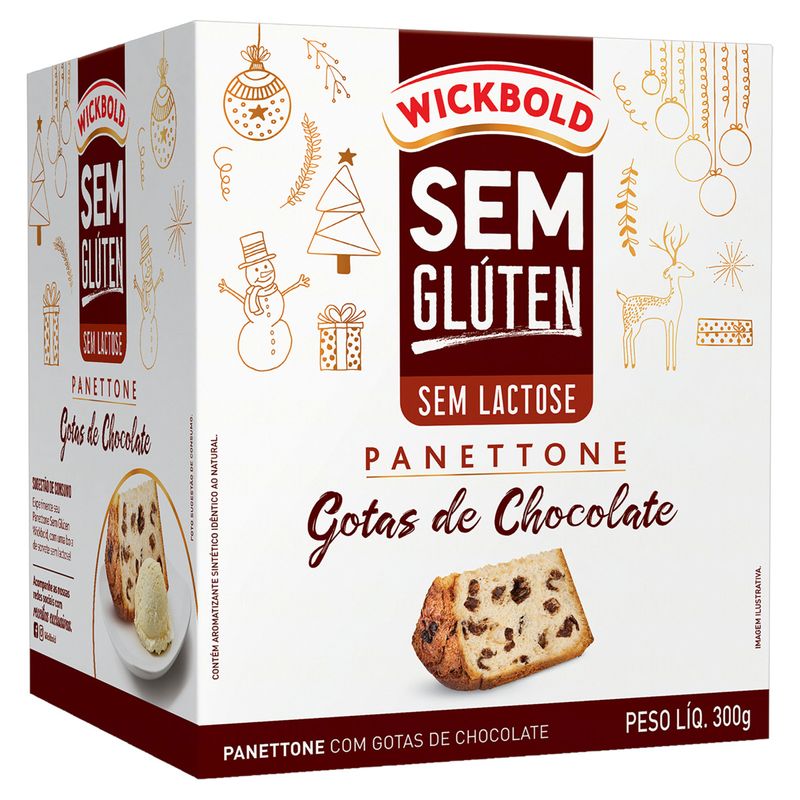 Panettone com Gotas de Chocolate sem Gluten Zero Lactose Wickbold Caixa 300gramas