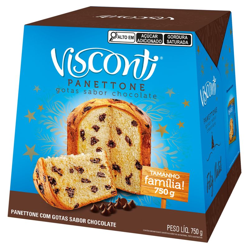 Panettone com Gotas de Chocolate Visconti Caixa 750g