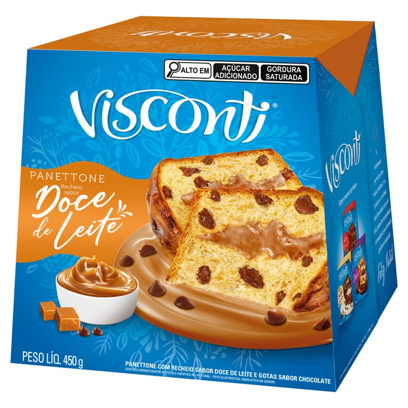 Panettone Sabor Doce de Leite Visconti Caixa 450gramas