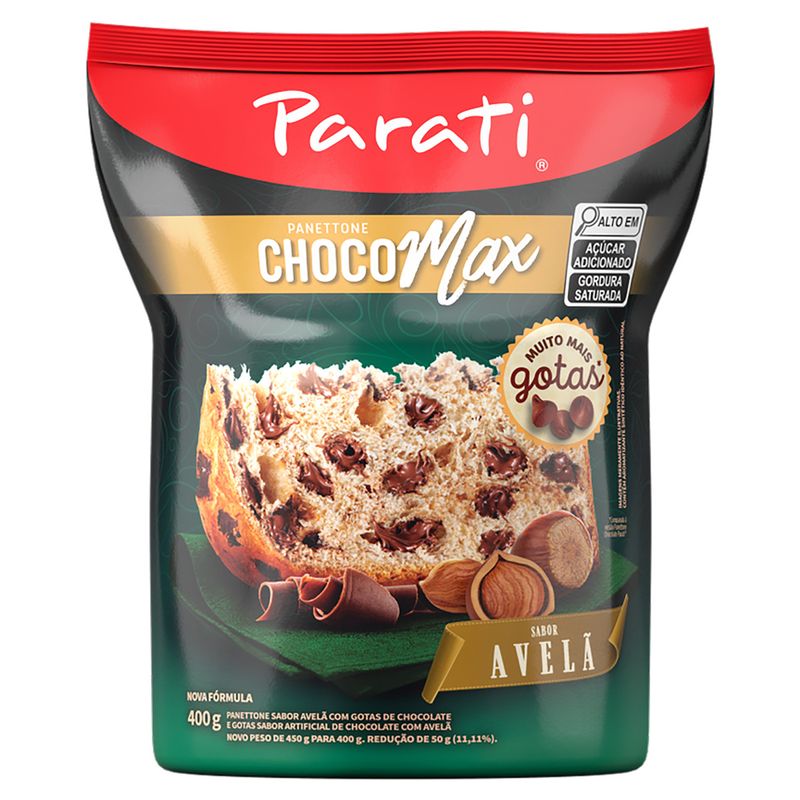 Panettone com Gotas de Chocolate Avelã Parati Choco Max Pacote 400g