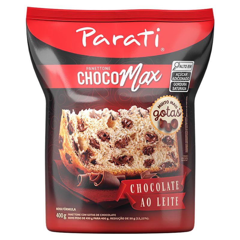 Panettone com Gotas de Chocolate ao Leite Parati Choco Max Pacote 400g