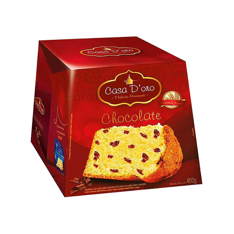 Panettone com Gotas de Chocolate Casa Do O´ro Caixa 400g
