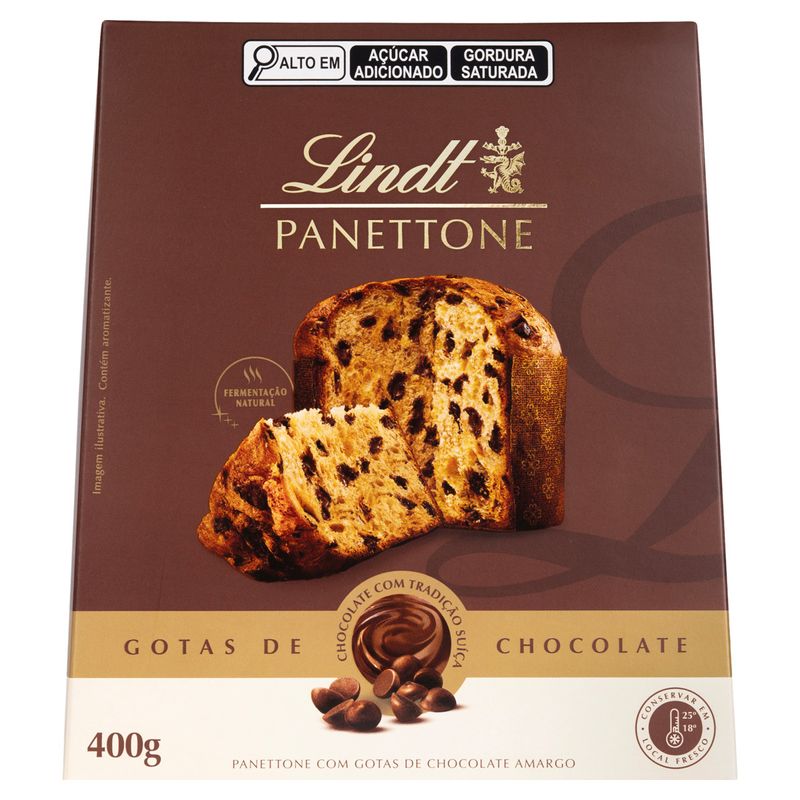 Panettone com Gotas de Chocolate Amargo Lindt Caixa 400g