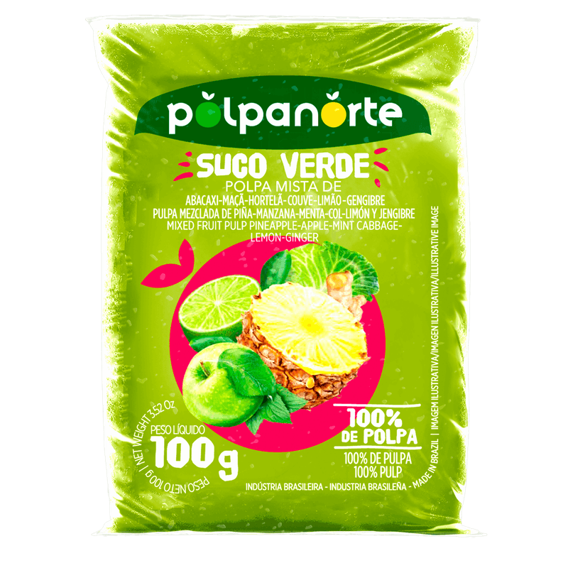 Polpa de Frutas e Vegetais Suco Verde Polpanorte Pacote 100g