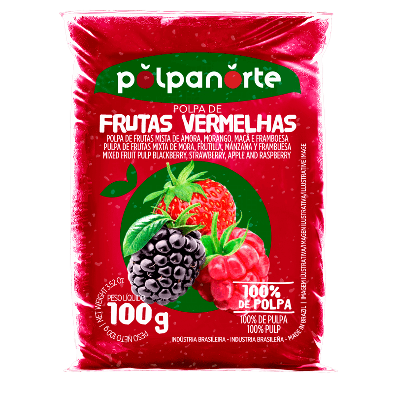 Polpa de Frutas Vermelhas Polpanorte Pacote 100g