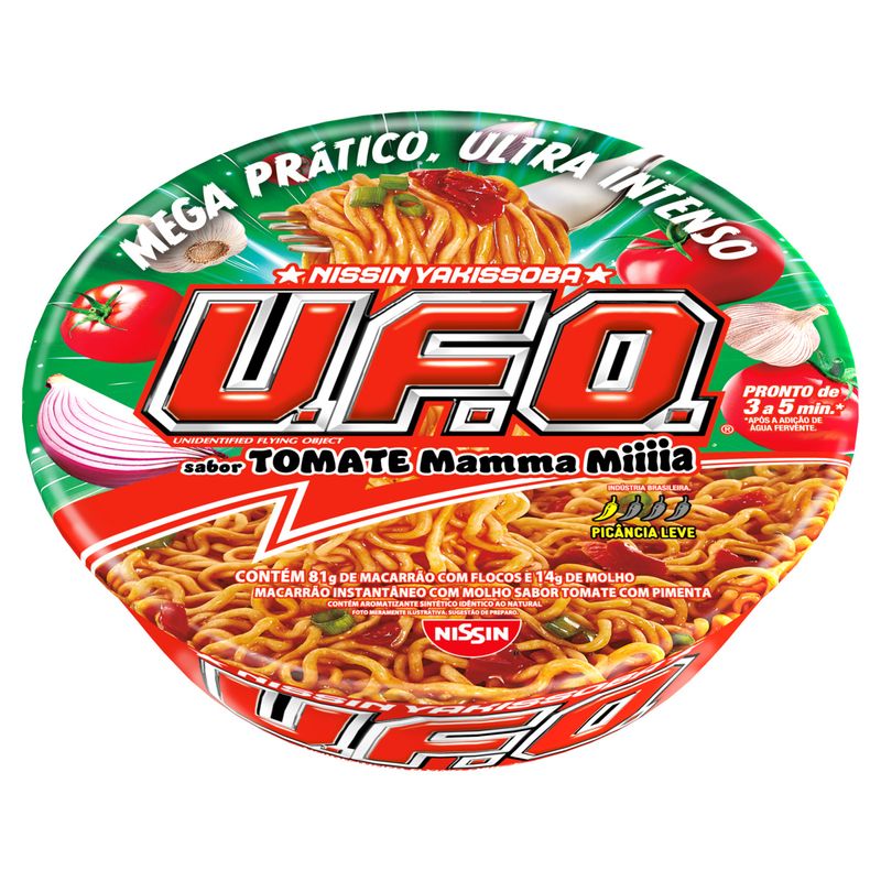 Macarrão Instantâneo Yakissoba Tomate Nissin U F O  Bandeja 95g