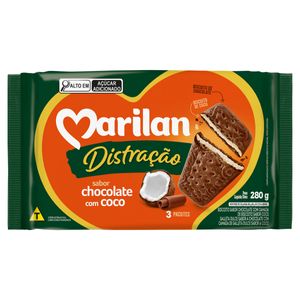 Biscoito Chocolate com Coco Marilan Distração Pacote 280g