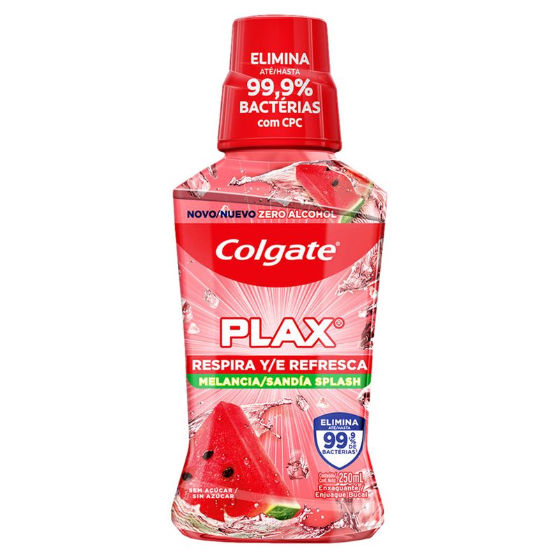 Enxaguante Bucal Zero Álcool Melancia Colgate Plax Frasco 250ml