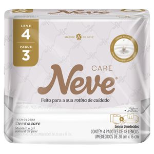 Pack Lenço Umedecido Neve Care Pacote 48 Folhas Cada Leve 4 Pague 3 Unidades