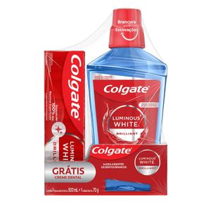 Kit Enxaguante Bucal Brilliant White Luminous White Colgate 500ml Grátis 1 Creme Dental 70g